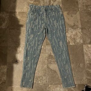 These are light blue jeans that have never been worn
